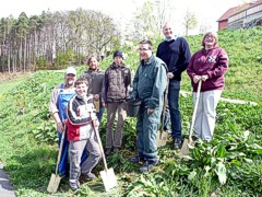 Mitarbeiter beim Sträucher pflanzen